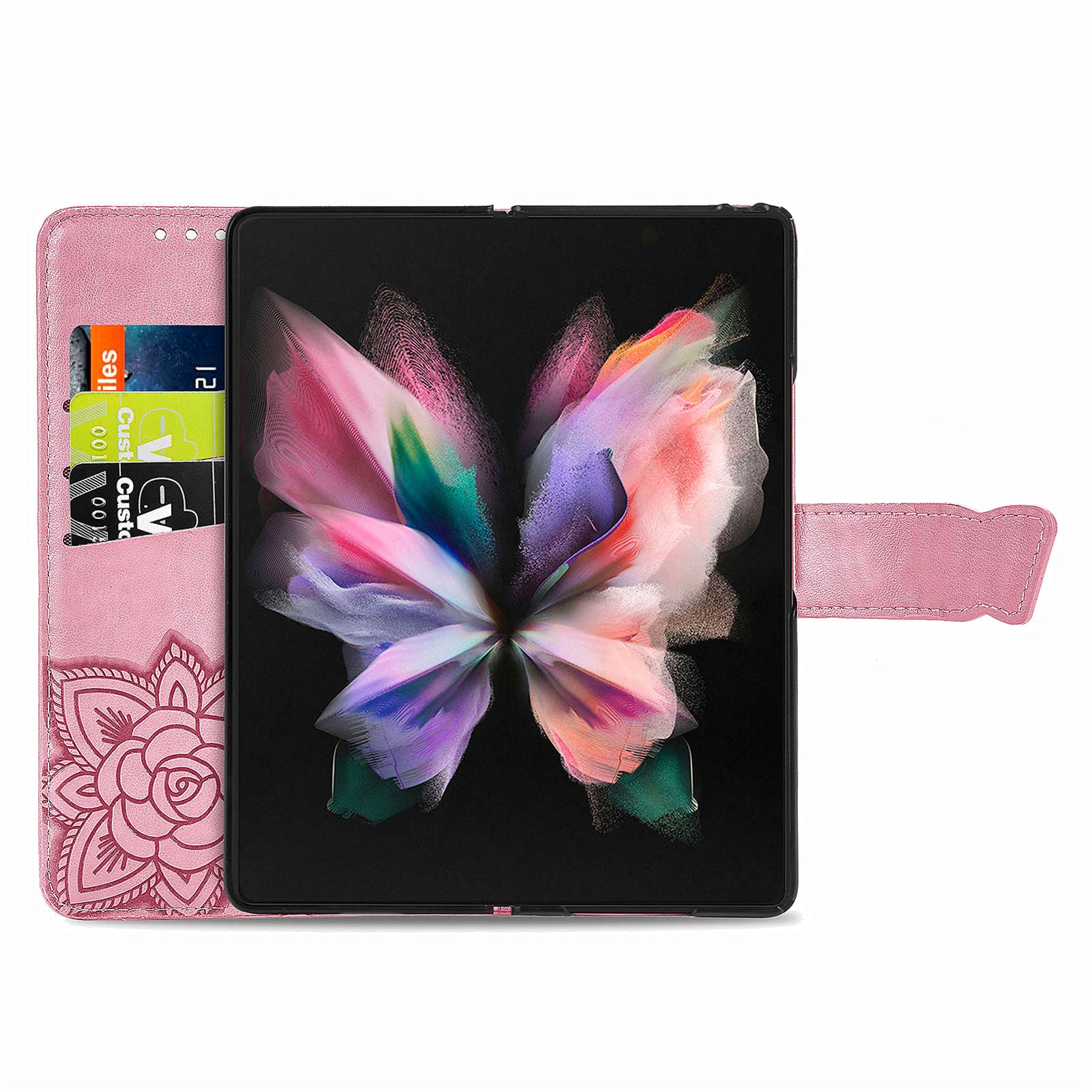 Wallet Phone Case for Samsung Galaxy Z Fold5 5G Butterfly Imprinting Rhinestone Decored PU Leather Flip Cover Wallet Phone Case for Samsung Galaxy Z Fold5 5G Butterfly Imprinting Rhinestone Decored PU Leather Flip Cover